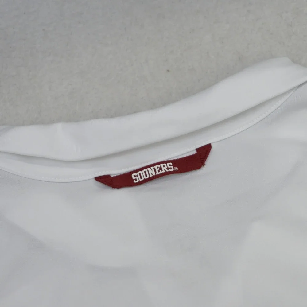 Jordan Oklahoma Sooners Golf Polo Mens XL White Gray Striped Dri-Fit Performance